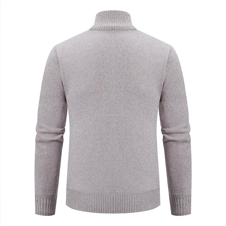2023 Knitwear Spring and Autumn Men's Stand-up Collar Thick Warm Cardigan Sweater Winter Loose Casual Coat - AIAZ