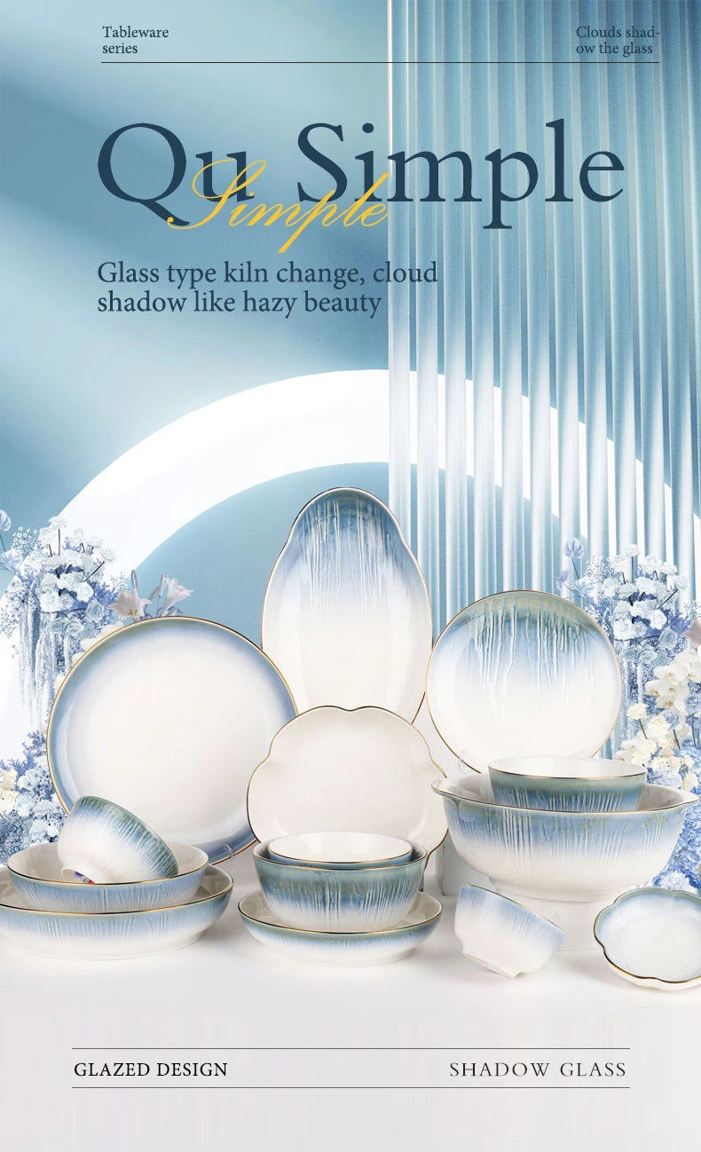 Luxury Ceramic Tableware Sets 24PCS Bone China Cutlery Microwave Dishwasher Safe Durable Elegant Ceramic Plates Dinner Sets