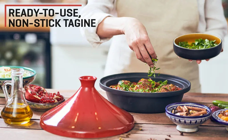 Cast Iron Tagine 2 Quart Moroccan Enameled Cast Iron Tagine With Enameled Cast Iron Base And Ceramic Cone-Shaped Lid Dutch Oven