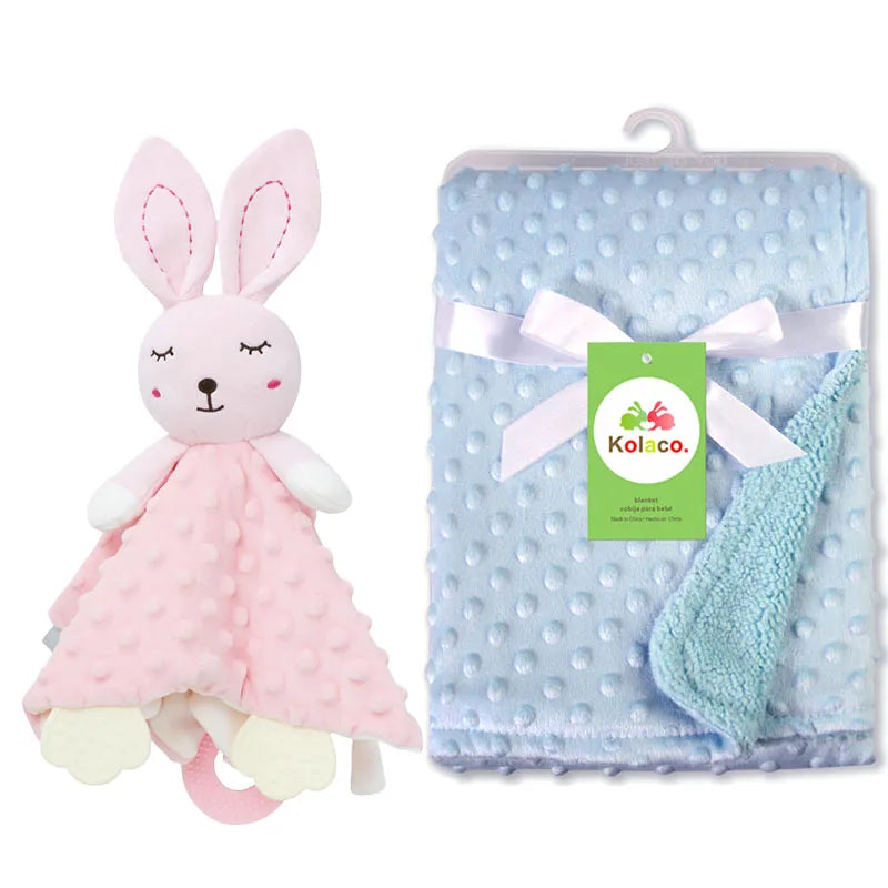 Personalized Baby Blanket Newborn Stroller Sleeping Dolls Custom Blanket With Name Animal Security Towel Gift Set