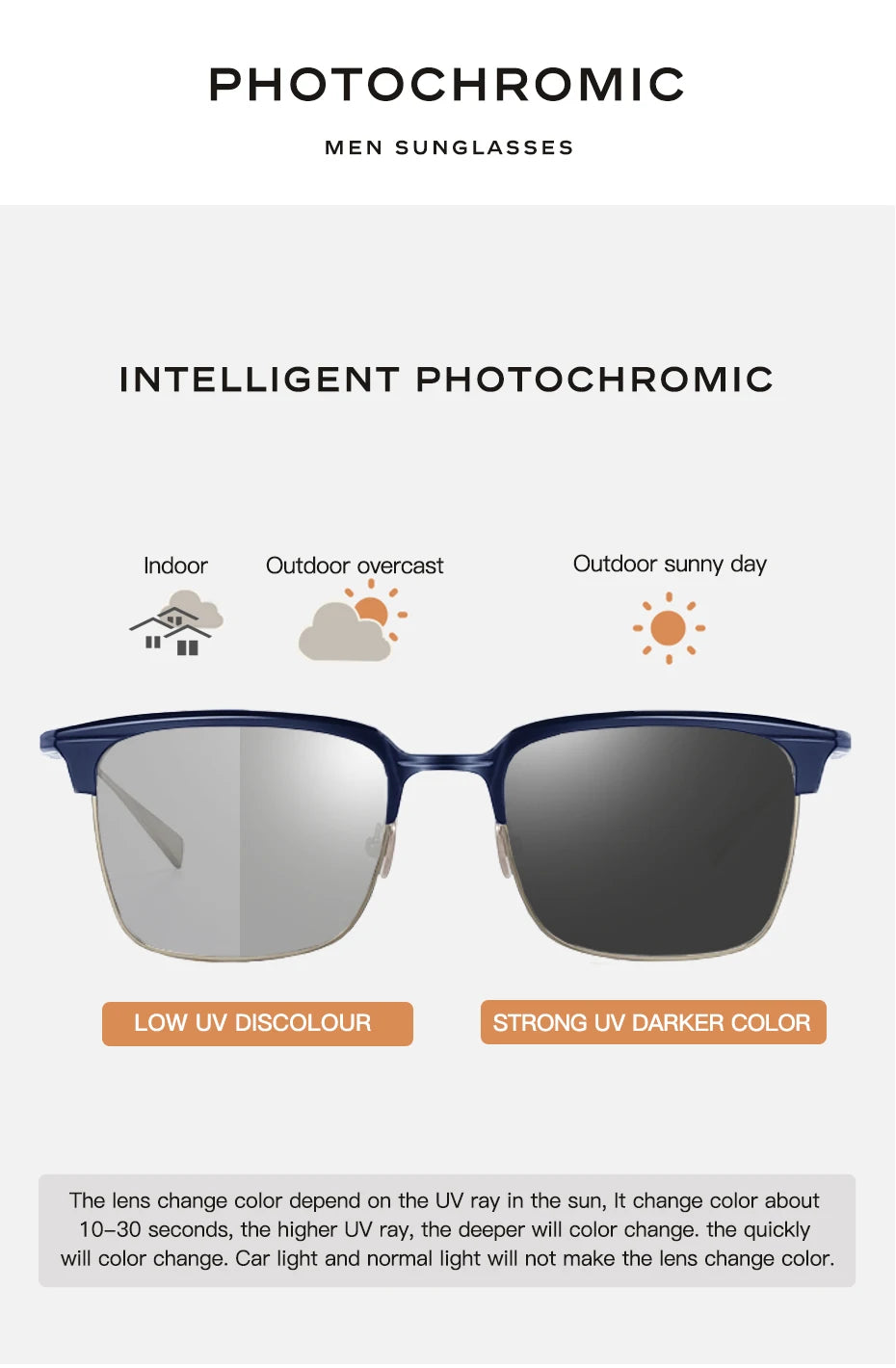 CAPONI Polarized Sunglasses For Men Fashion Pure Ttanium Eyewear Retro Trendy Brand Design Sun Glasses for Driving Shades BS1905