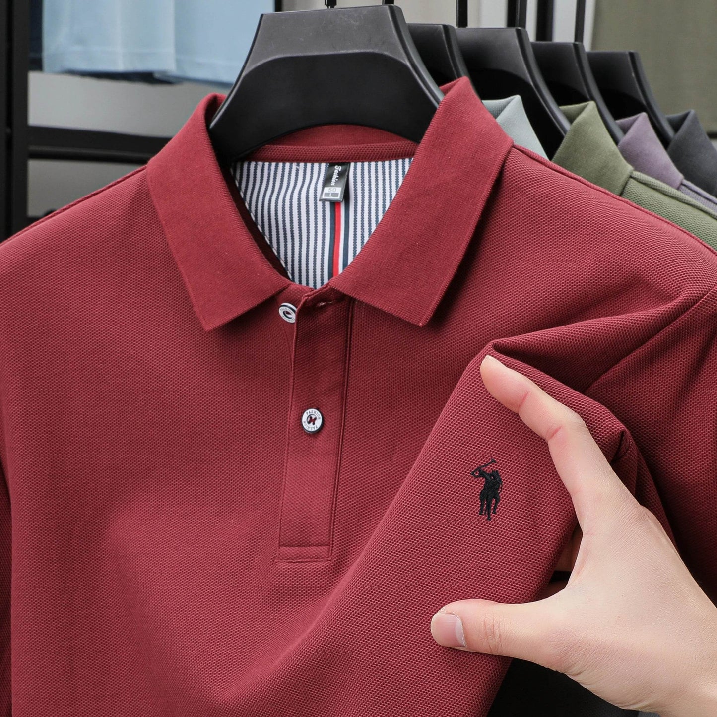100% pure cotton summer new fashionable men's shortsleeved luxury customized business polo shirt exquisite embroidery Tshirt top - AIAZ