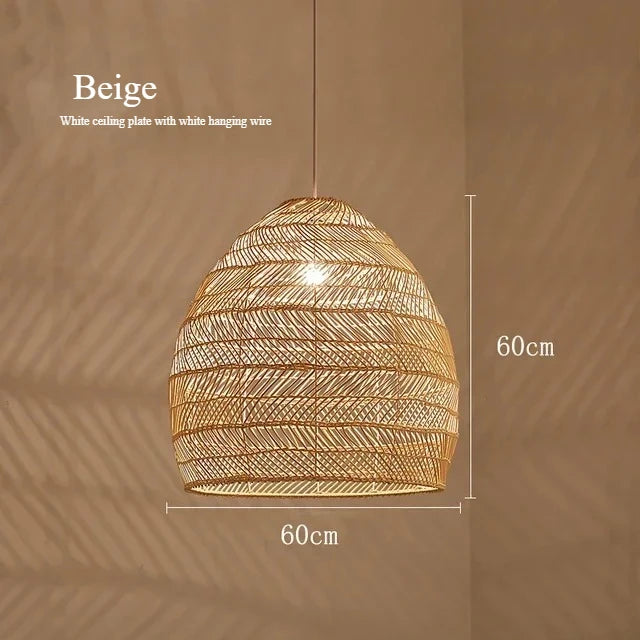 Japanese Style Wooden Woven Handmade Pendant Lights Restaurant Bedroom Study Room Chandelier Pastoral Rattan Tatami Chandeliers