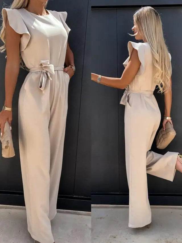 2024 Summer Short Sleeve Wide Leg Jumpsuit For Women Elegant Romper Vintage Streetwear Jumpsuits Overalls Women Jump Suit Woman - AIAZ