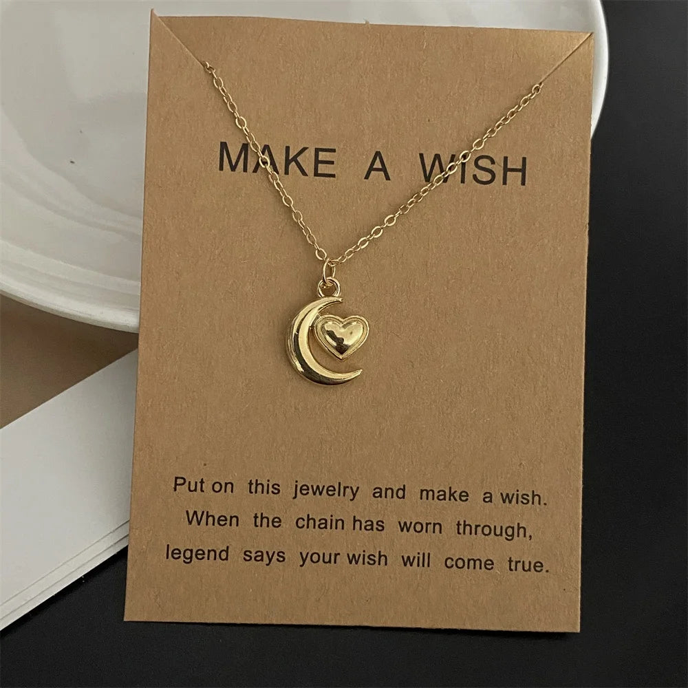 New Fashion Love Heart Pendant Necklace Animial Plam Geometric Trendy Gift Necklace Golden Color Collar Jewelry Wholesale