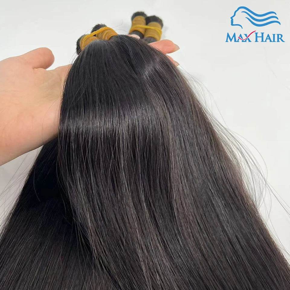 Double Drawn Human Hair Bulk For Braiding Straight Vietnam Indian Hair Vendor Virgin Bundles No weft Natural Hair 100% Extension - AIAZ