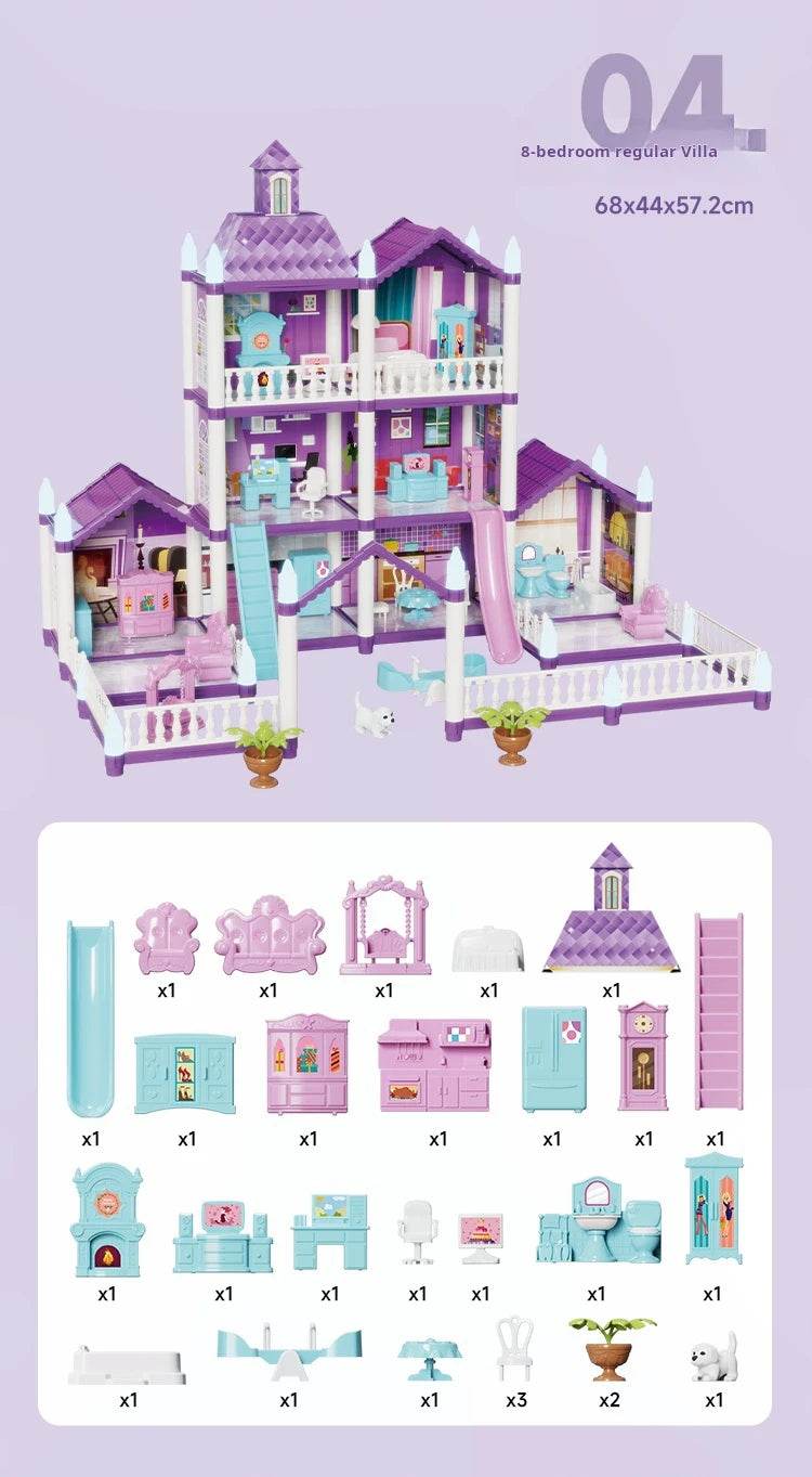 3D DIY Fantasy Princess Castle Villa Assembly Doll House Set Toys, Girls Home Toys & 3D Kids Toys - AIAZ