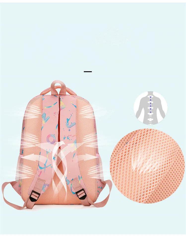 Three piece set of large capacity school backpack versatile letter printed casual backpacks junior high school student schoolbag - AIAZ