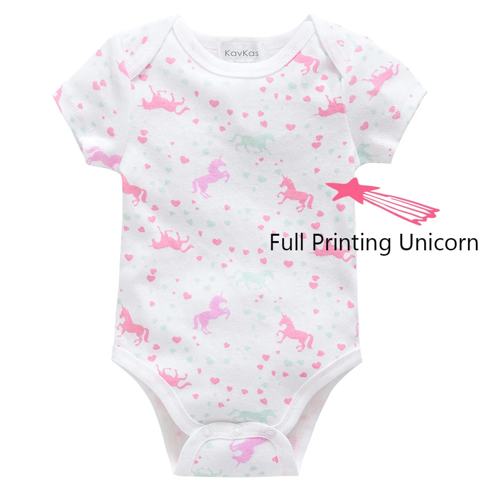 3 Pcs/set Baby Girls Rompers Unicorn Cute Print Girls Bodysuit Pink Summer Short Sleeve Jumpsuit 100% Cotton Soft Baby Clothes