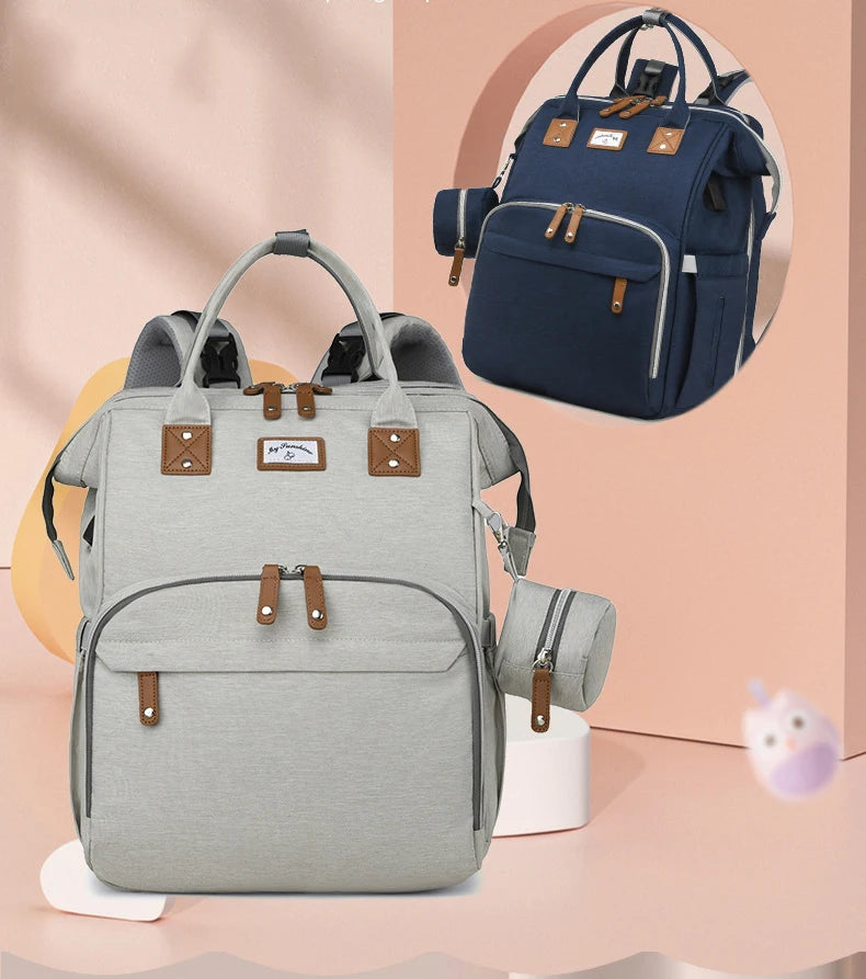 Fashion Mommy Diaper Bags with Diaper Pad Nursing Bags Maternity USB Multifunctional Portable Large Baby Stroller Hanging Bag