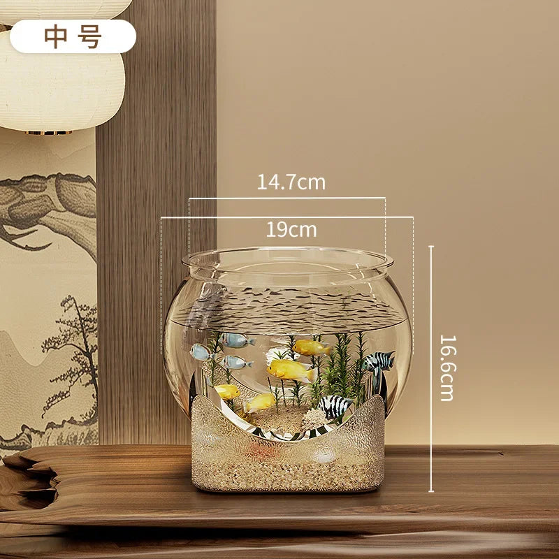 Plastic Sturdy Nicely Betta Fish Bowl Small Aquariums for Small Ornamental Fish and Reptiles High Transparency Glass Good View