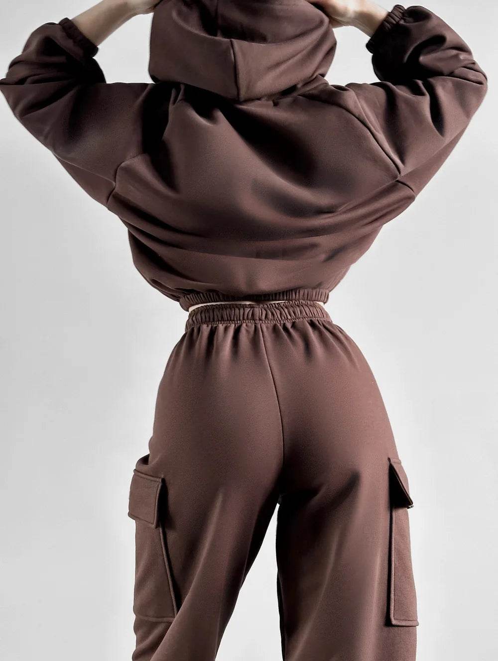 Hoodies Suit Winter Autumn Solid Casual Tracksuit Women Fleece 2 Pieces Set Sports Sweatshirts Pullover Jogger Sweatpants Outfit - AIAZ