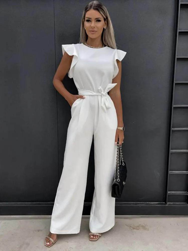 2024 Summer Short Sleeve Wide Leg Jumpsuit For Women Elegant Romper Vintage Streetwear Jumpsuits Overalls Women Jump Suit Woman - AIAZ
