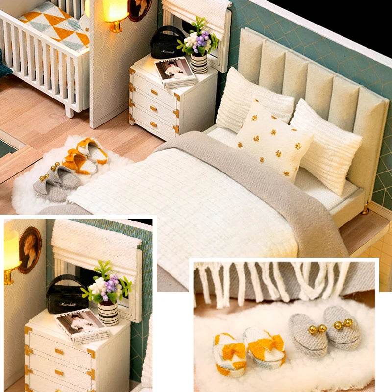 Doll House Kit 3D Wooden Mini DollHouse Assembly Building with Furniture Kit Toys Children's Birthday Gift 3D Puzzle Handmade - AIAZ