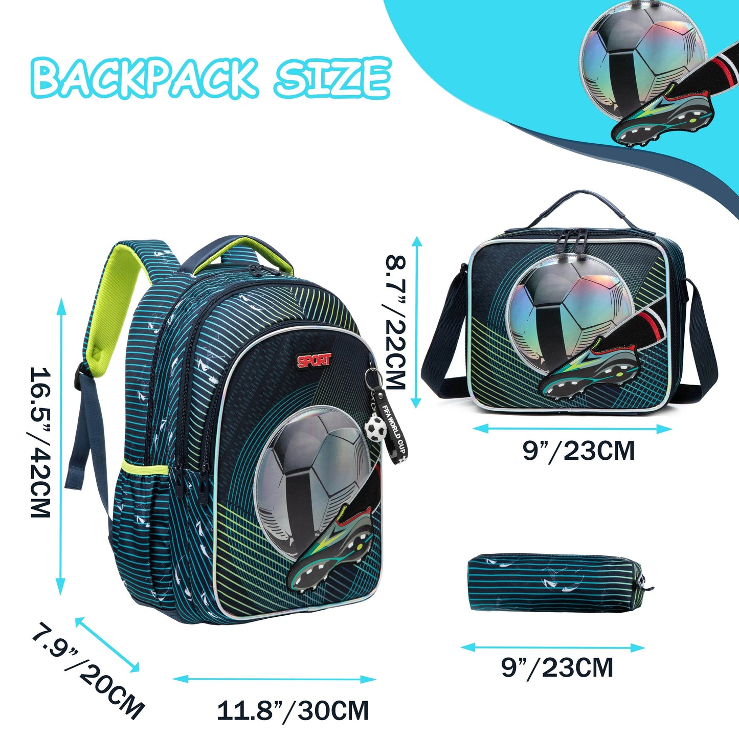 3PCS Backpacks For Boys School Backpacks For Elementary Students Ages 8-10 Kids Aesthetic Backpack Set - AIAZ