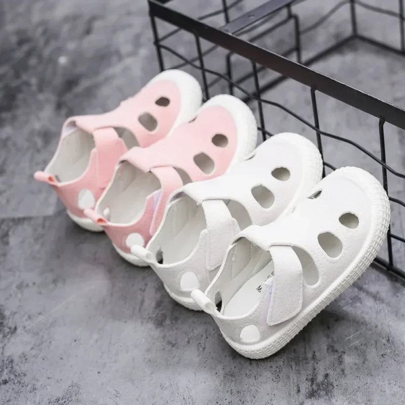 Baby Boys Half Sandals Spring Summer Beach Shoes for Toddlers Kids Medium Children Half Sandals Hollow Breathable for Girls Soft