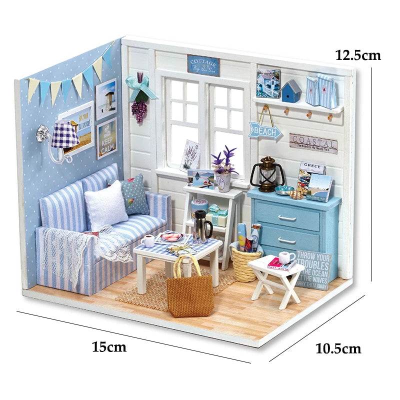 Kitten Mini Doll House 3D Puzzle Assembly Model Building Kit Creative Room Bedroom Decoration With Furniture Wooden Crafts Gifts - AIAZ