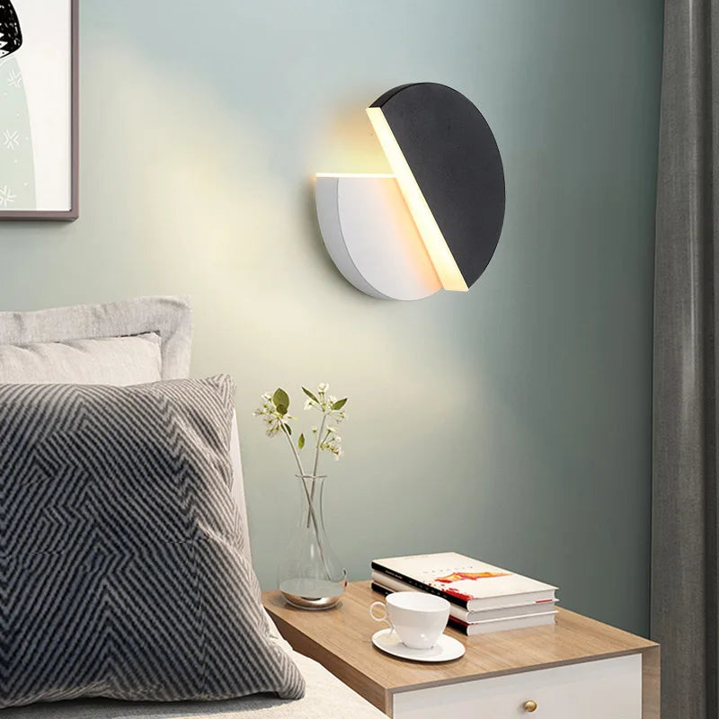 LED Wall Lamp 360 Degree Rotation Adjustable Bedside Lights White Black Creative Wall Light  Modern Bedroom Loft Aisle Lamps