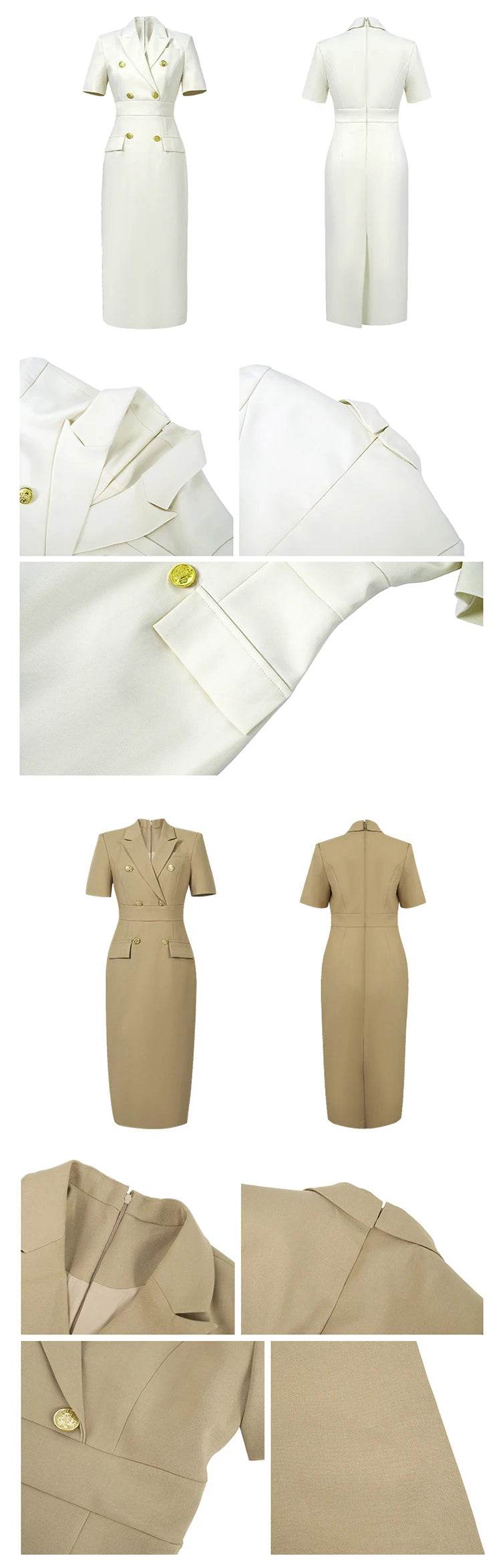Fashion Elegant Business Dresses Women Clothes Sweet OL Professional Double Breasted Midi Robe Meeting Work Style Party Vestidos - AIAZ