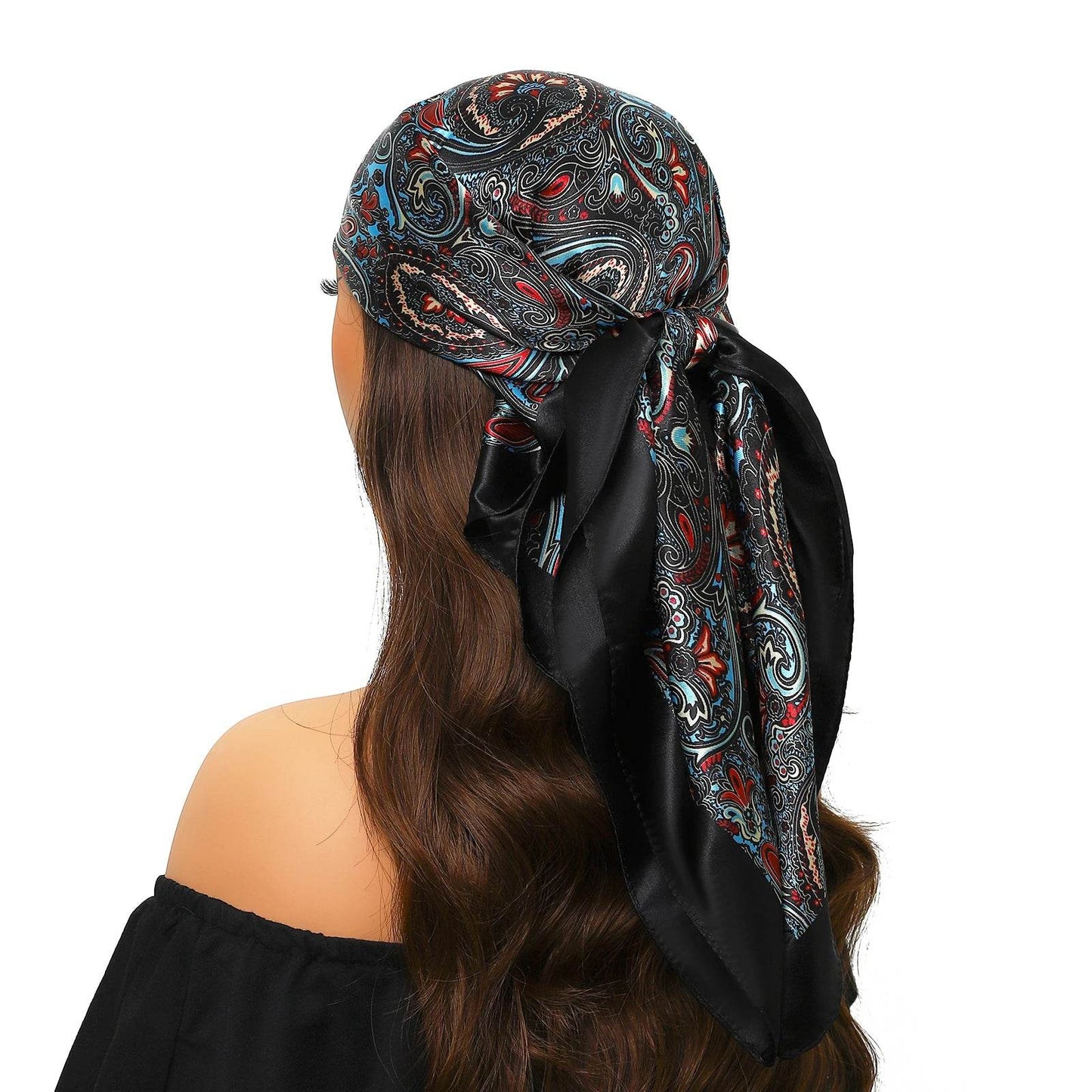 Head Scarf Women Luxury Brand Square 90*90cm Silk Foulard Satin Bandana Cheveux Soft Neckerchief Hijab Hair Scarves For Ladies - AIAZ