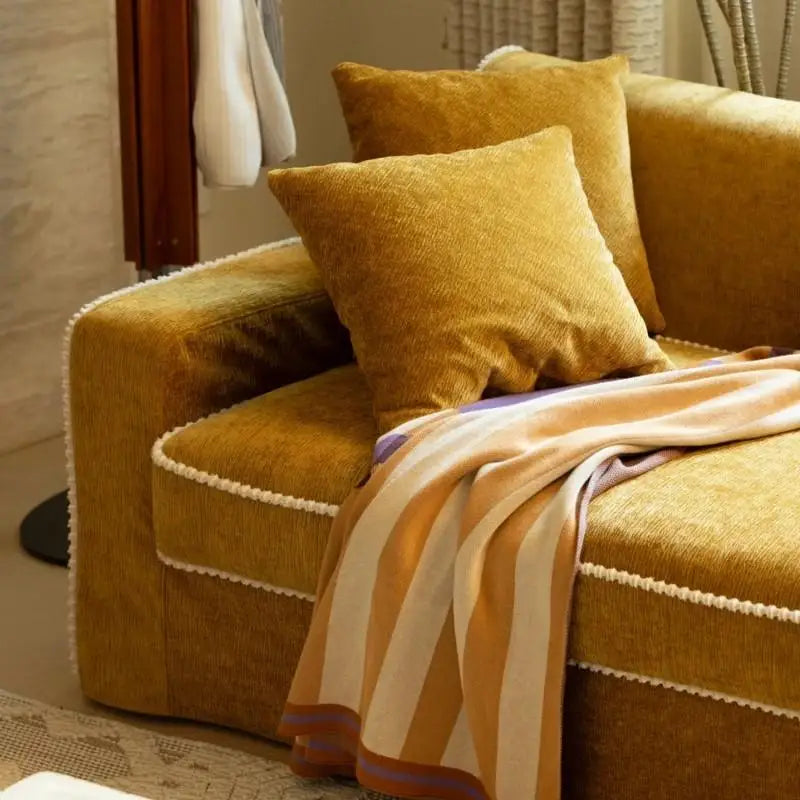 Sofa, living room straight row, pastoral French style, retro high-end sense, fabric multi-person sofa