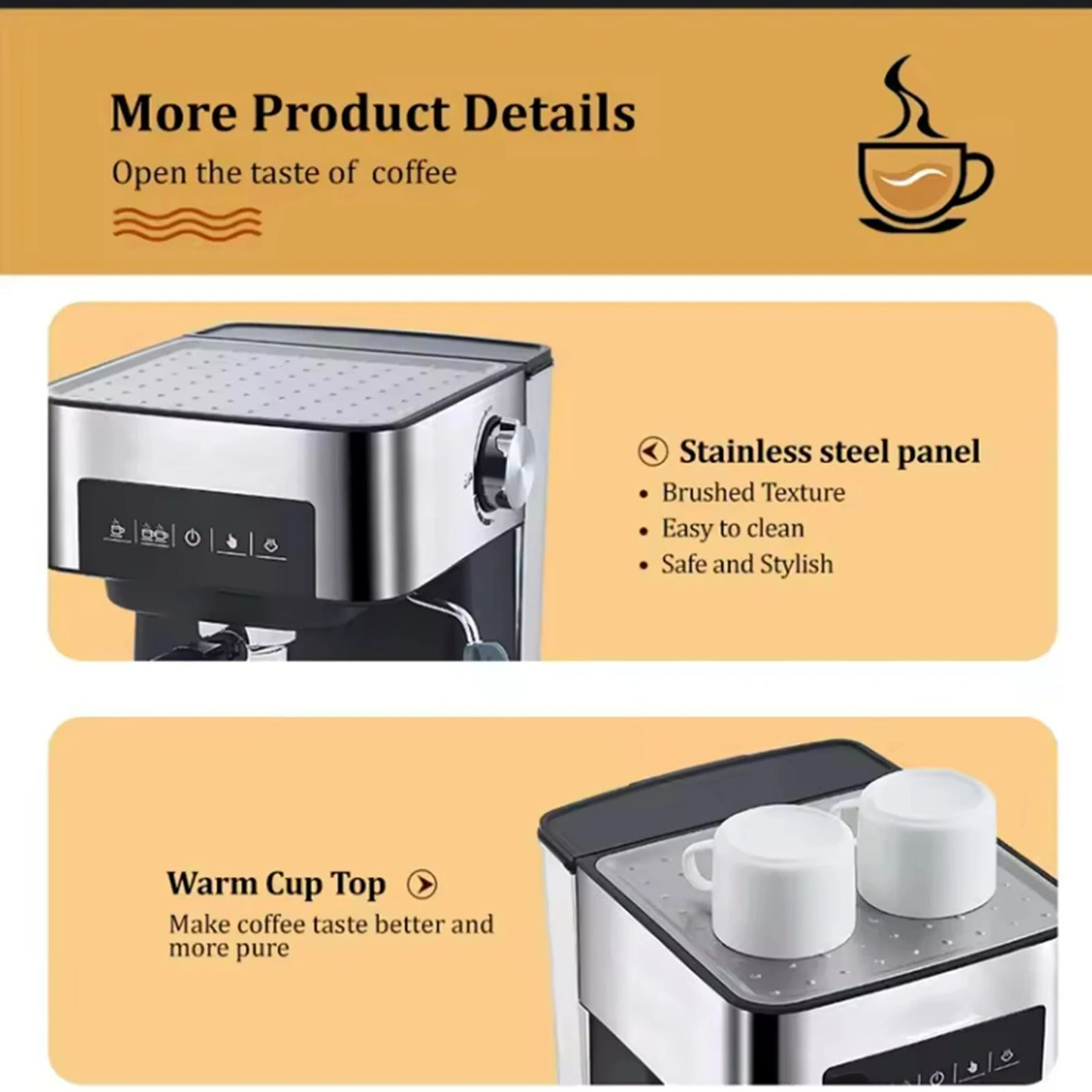 20 Bar Italian Espresso Machine Semi-automatic Make milk foam Coffee Machine High-pressure Extraction Espresso Coffee Maker