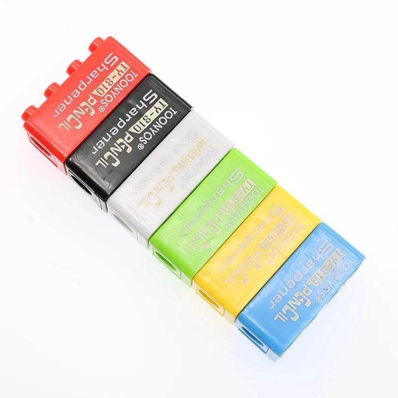 5-50pcs Building Blocks Pencil Sharpener Cartoon Plastic Children's Office And School Supplies Student Stationery Random Supply - AIAZ