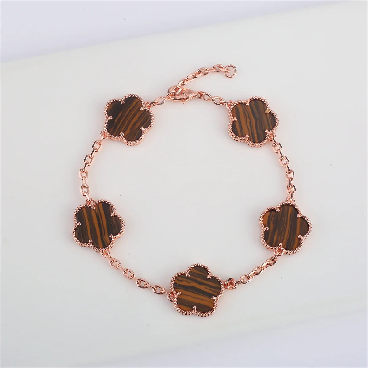 Hot Sale 11 Color Natural Stone Five Leaf Flower Plant Adjustable Bracelet Classic for Woman Fashion Party Jewelry Gift Clover