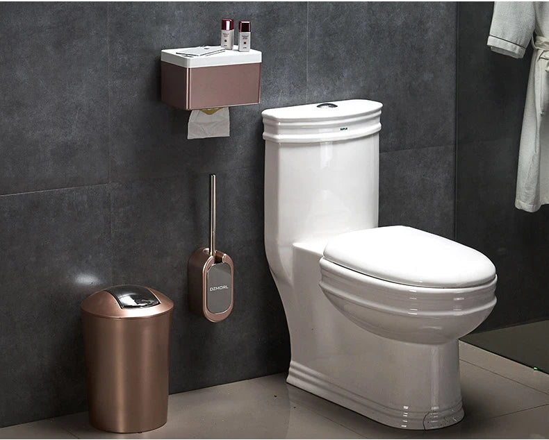 Golden Paper Holder Wall-mounted Toilet Brush Plastic Creative Toilet Paper Box Nordic Trash Can Waste Bins Bathroom Accessories