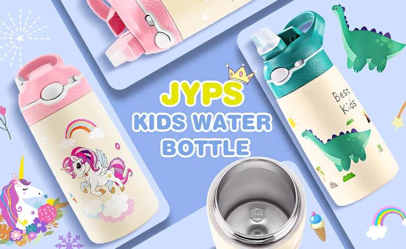 400ML Water Bottle for Children,Thermos With Cute Pattern,Children Thermal Bottle , School Kids Water Bottle With Straw BPA Free - AIAZ