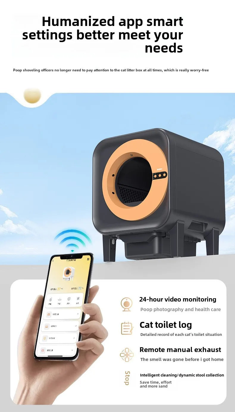 Intelligent Cat Litter Box, Cat Toilet, Electric APP Control Pet Litter Box, Large Size, Automatic Feces Shovel, Anti Splash