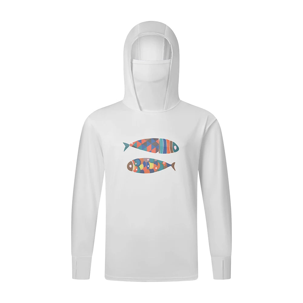 Fishing Shirts Long Sleeve Hoodie UPF 50+ T-shirt Tops Sun Protection Jersey Men's Face Mask Fishing Clothes