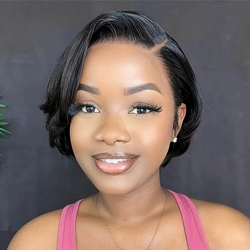 Short Pixie Cut Wigs Human Hair 13x4 Bob Lace Front Human Hair Wigs for Women 13x4 Full Lace Frontal Pixie Wig Party Cosplay Wig - AIAZ