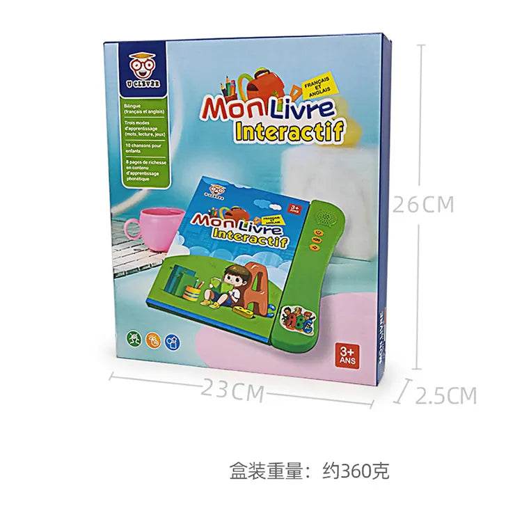 French and English Bilingual Finger Reading Children's Voice Book Intelligent Learning Toys French E-book Early Education Tool - AIAZ