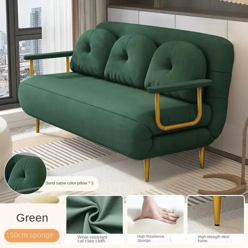 Folding Sofa Bed Dual Use Single Small Unit Balcony Living Room Multi Functional Clouding Stretching Relaxing Sofa Two Seat