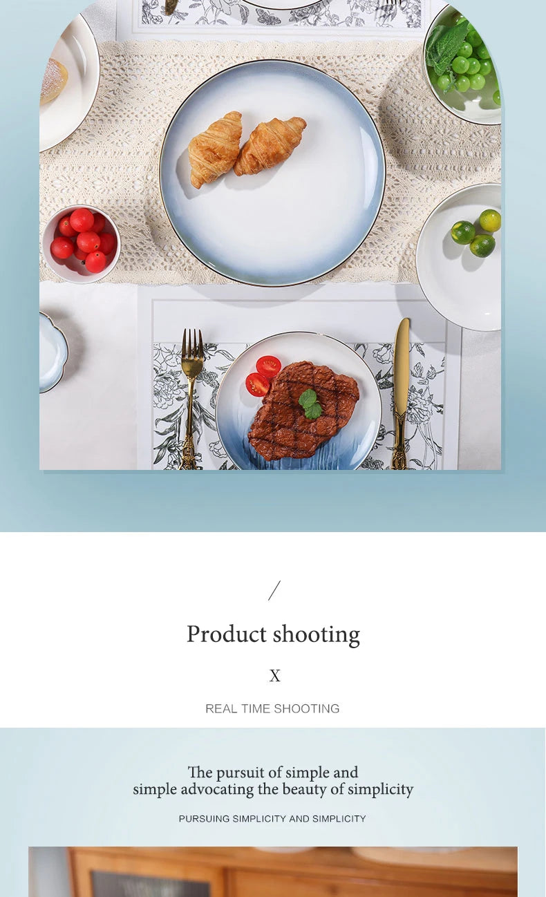 Luxury Ceramic Tableware Sets 24PCS Bone China Cutlery Microwave Dishwasher Safe Durable Elegant Ceramic Plates Dinner Sets