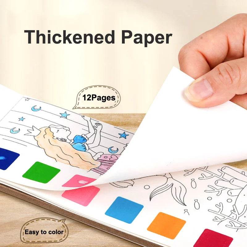 12Pages Coloring Books Portable Watercolor Painting Book Graffiti Picture Books Painting Drawing Toys For Children Gift - AIAZ