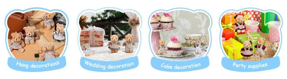 12-48PCS Mini Bear Stuffed Animal Toys Bulk 10cm Soft Plush Bears with Burlap Clothes for Baby Shower Birthday Party Decoration - AIAZ