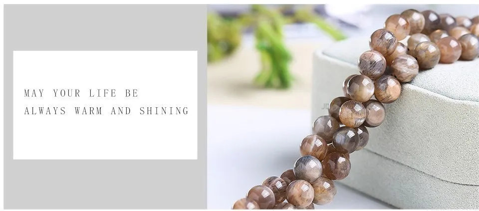 Natural Black Sunstone Moonstone Beads Round Loose Spacer Gems Charm Bead For Jewelry Making DIY Bracelet Necklace Accessories