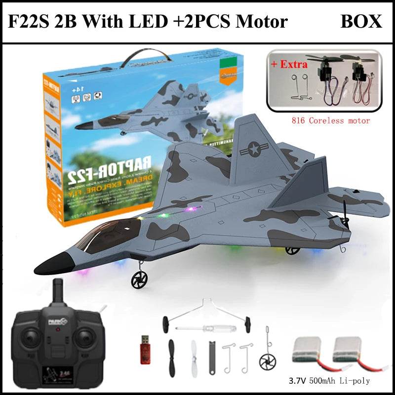 2024 New F22S 2.4G 4CH 3D6G RC Airplane Raptor F22 Warplane WLtoys A180 Upgrade Version LED Light With Gyroscope Out Door Toys - AIAZ