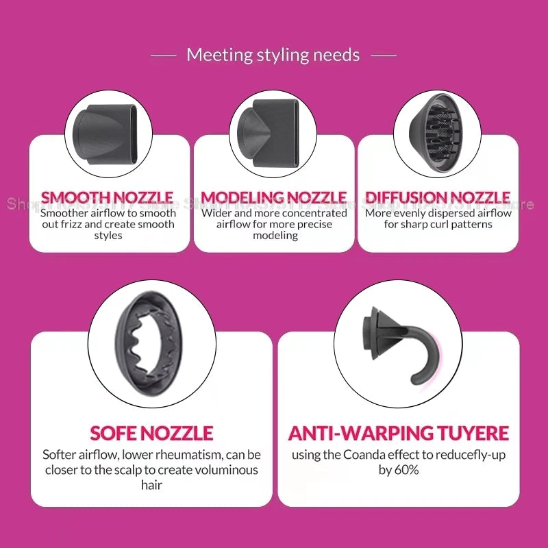 Leafless Hair Dryer New Professional With Flyaway Attachment Negative Ionic Premium Hair Dryers Multifunction Salon Style Tool