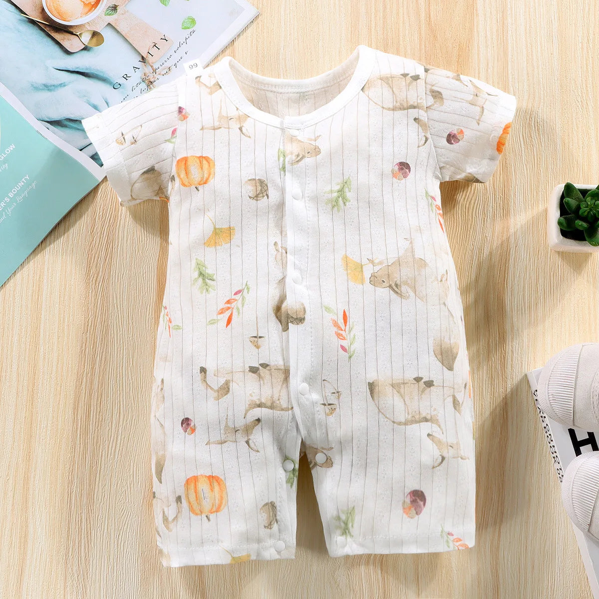 2025 New Baby Onesies Climbing Clothes Pure Cotton Summer Newborn Boys Girls Rompers Short-Sleeved Thin Harness Infant Clothes