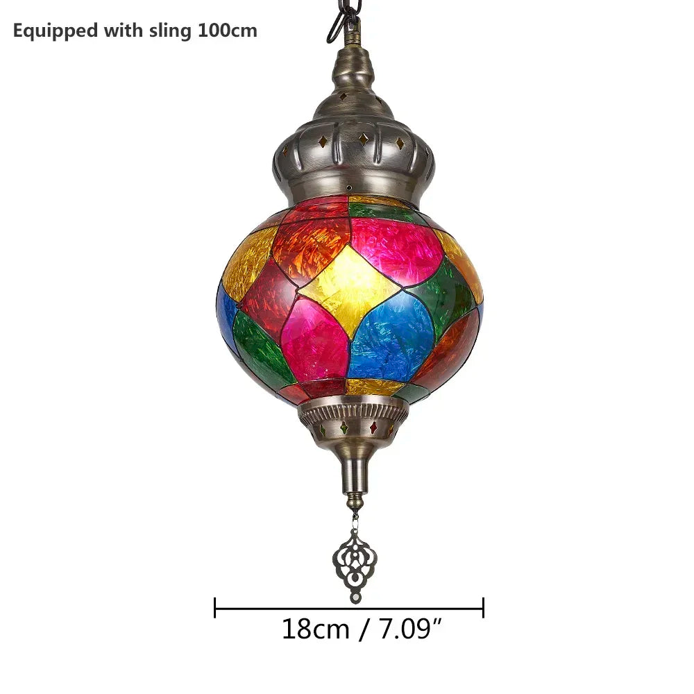 Artpad Turkish Mosaic Chandelier Ceiling Moroccan Living Room Bedroom Colorful Glass Chandelier Lamp Lighting