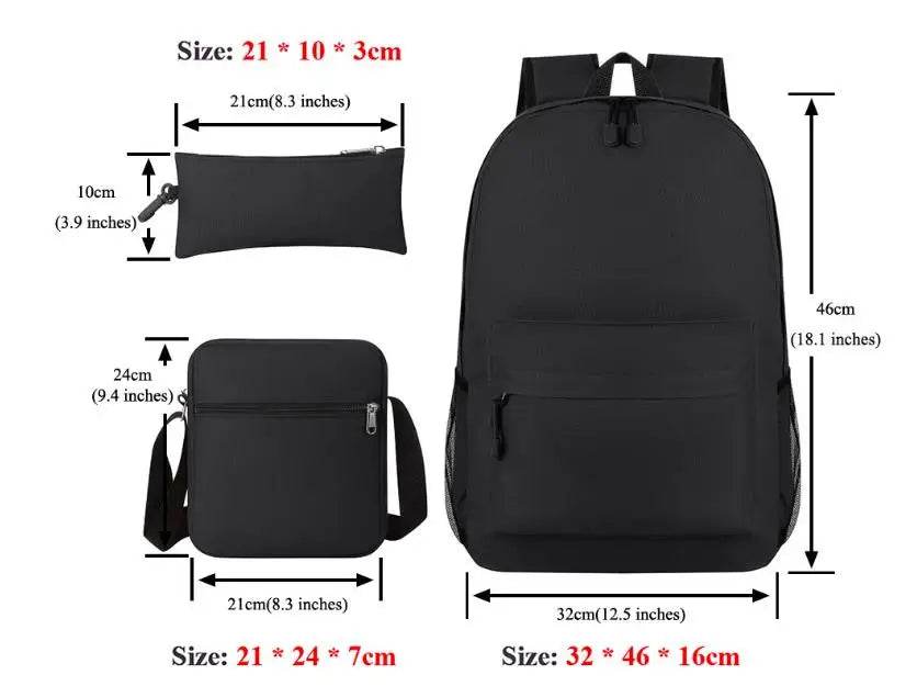 3Pcs Sets Boys Girl Football CR7 School Backpack School Bags Travel Bags Laptop Zipper Rucksack New Mochila For Students Bags - AIAZ