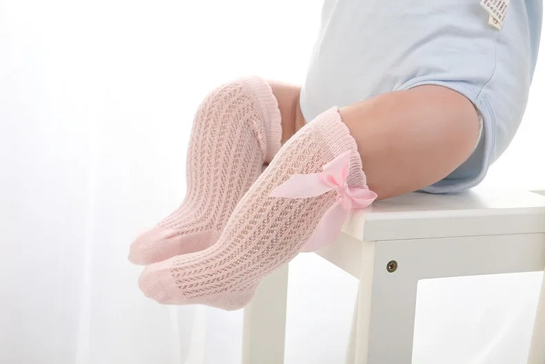 3Pairs/Lot Summer Baby Girls Socks Toddler Infant Bow Cotton Mesh Breathable Socks Newborn Princess Girl Socks For 0-3 Years