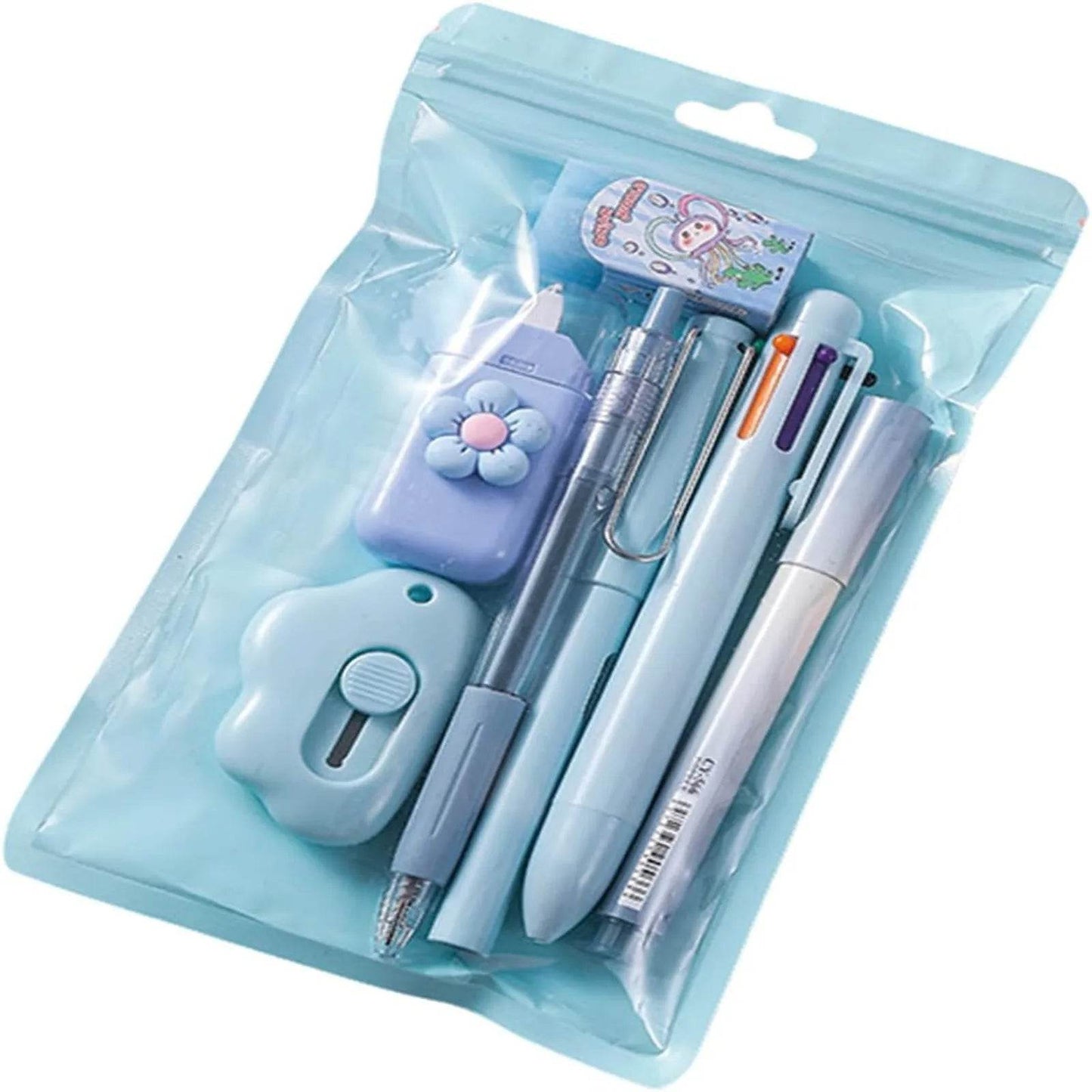 Simple Stationery Set Student Gift Cute Various Stationery Set School Supplies Eraser Ballpoint Study Stationery Supplies 7PCS - AIAZ