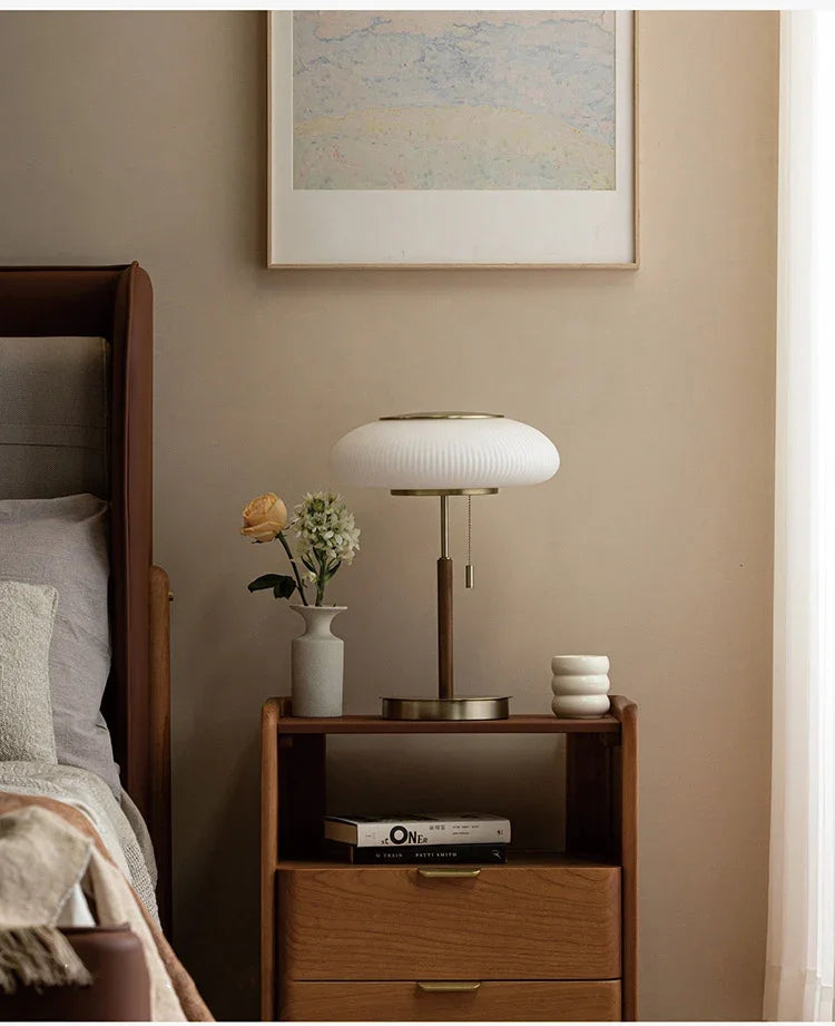 Nordic Vintage Table Lamp White Glass Desk Light for Bedroom