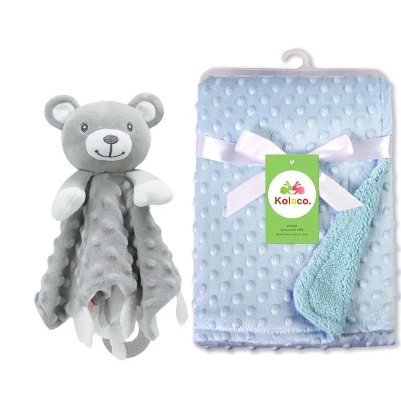 Personalized Baby Blanket Newborn Stroller Sleeping Dolls Custom Blanket With Name Animal Security Towel Gift Set