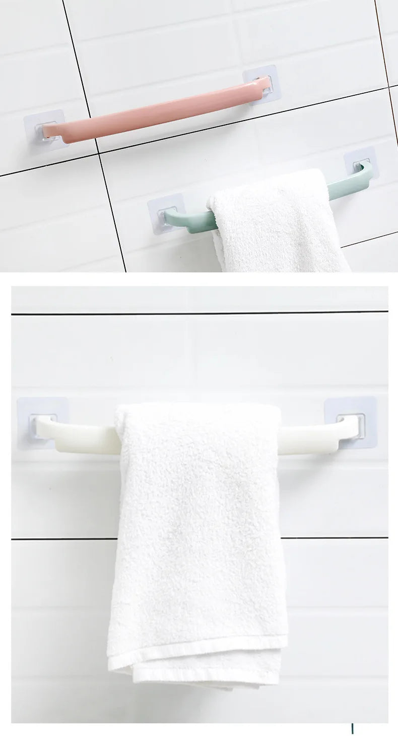 Bathroom Shelf PendantToilet Paper Holder Plastic Self-adhesive Towel Rack Wall-mounted Hanging Hook Bathroom Supplies