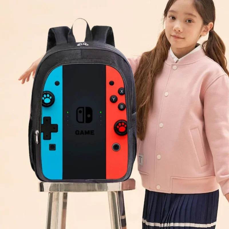 Back To School Game Console Pattern DIY School Bag for Primary and Secondary Students Lunch Bag Pen Bag Shoulder Bag Three Sets - AIAZ